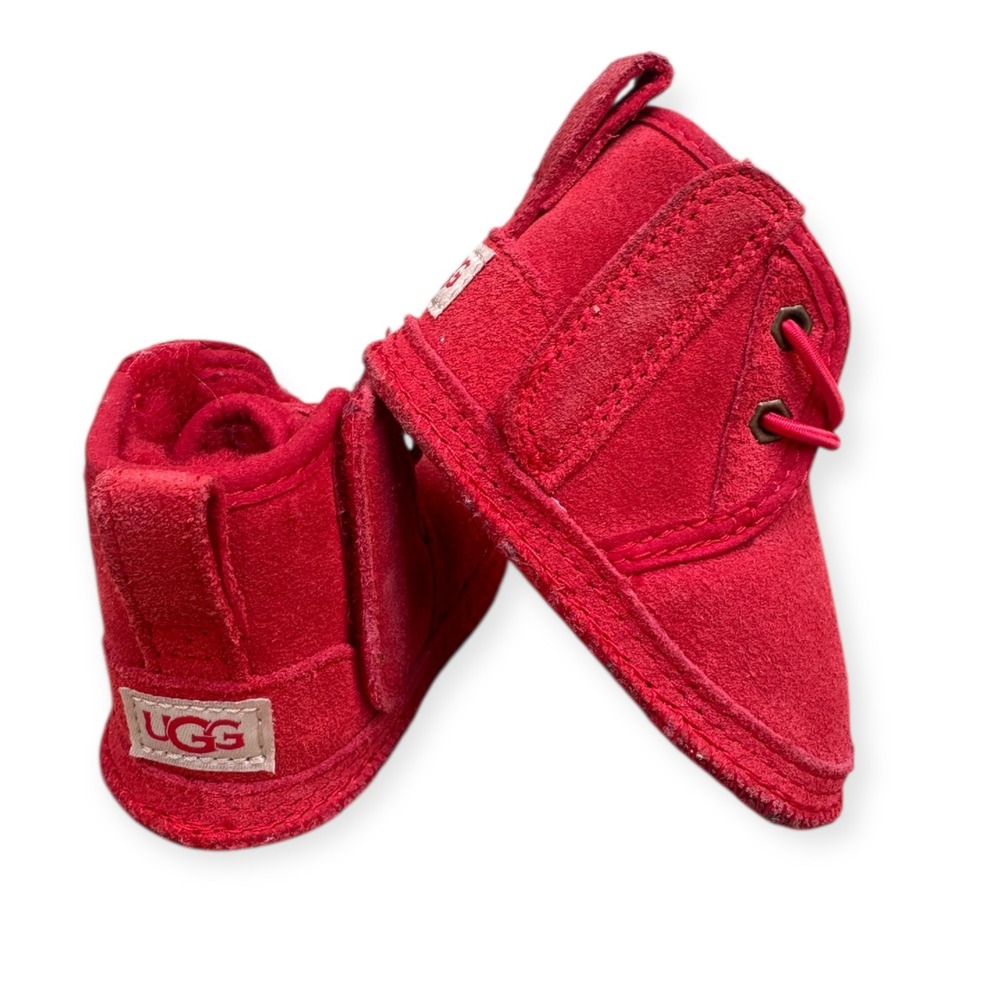 UGG Baby Neumel Red Suede Sheepskin Boots Infant Size‎ 0/1